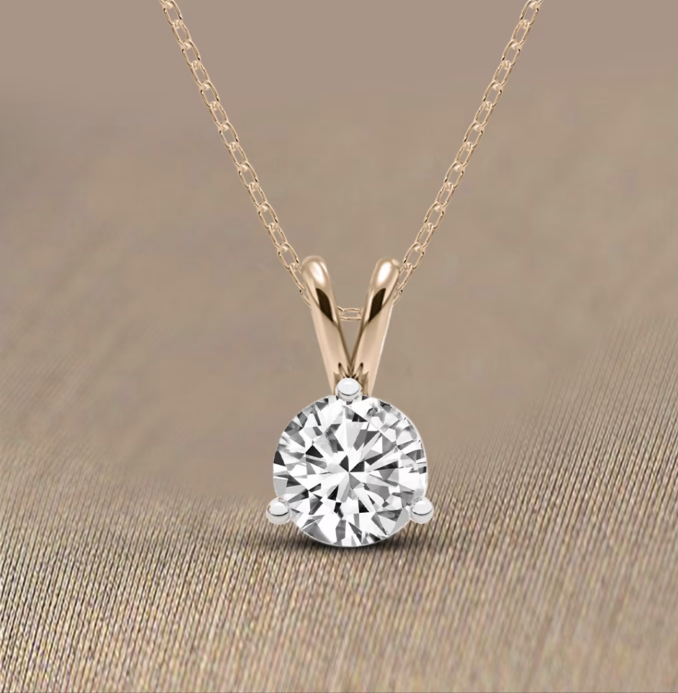 1 CT Round Solitaire Pendant (3 Prongs)