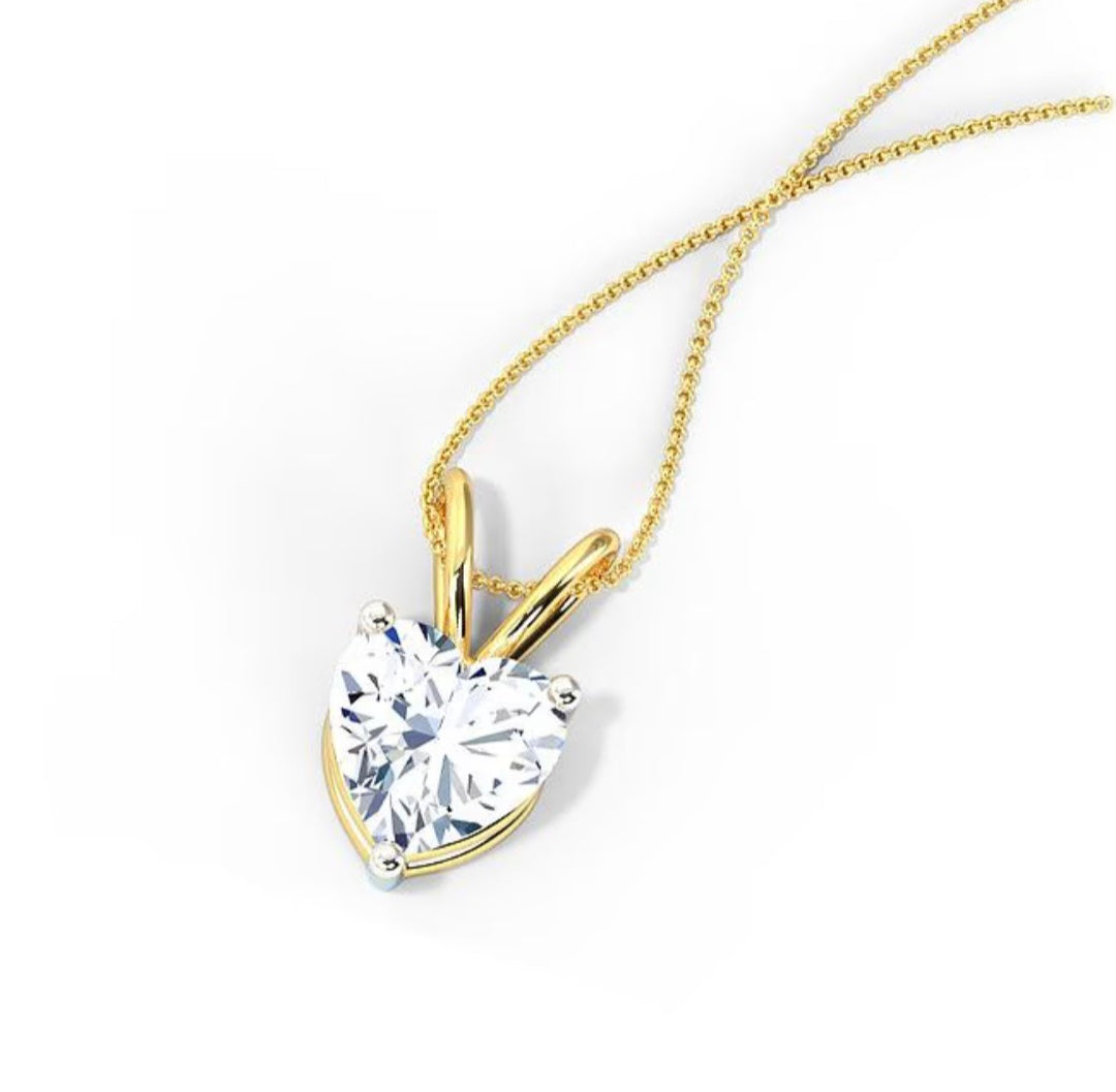 1 ct Heart Solitaire Pendant