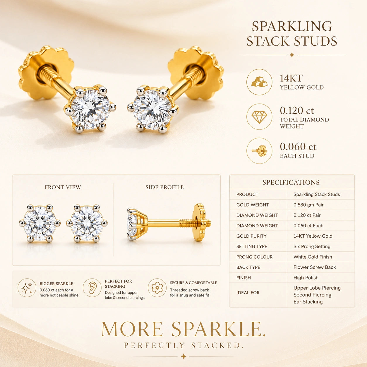 Sparkling Stack Stud